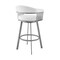 Armen Living Bronson 25" Counter Height Swivel Bar Stool in Silver Finish and White Faux Leather 721535761906 - alternate 3